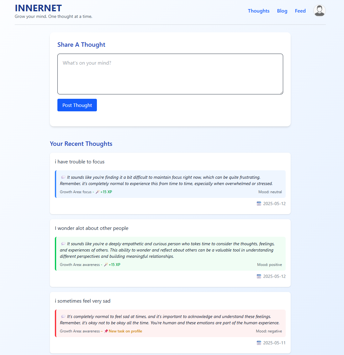 InnerNet Thoughts UI